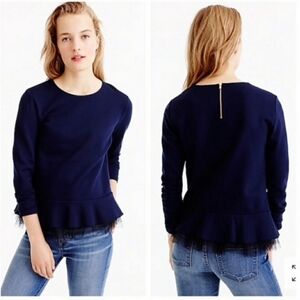 J.CREW Tulle Hem Sweater Sweatshirt Top Sz Small